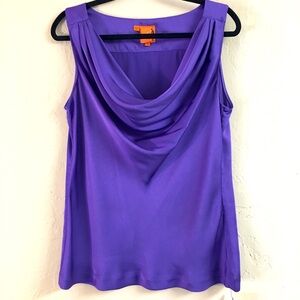 Tori Burch Sleeveless Blouse 10 Purple Cowl Neckline